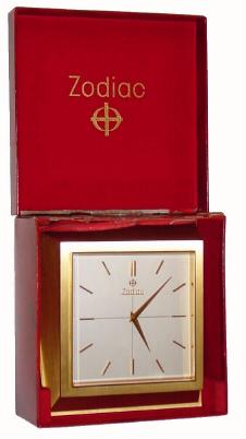 C.1970, Zodiac Watch Co., Swiss, 15-jewel movement battery powered desk timepiece. — Antique Clocks Price Guide