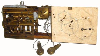 Movement only: C.1920, 2-weight mater movement of some type, with a dial that indicates separate seconds, minutes and hours. — Antique Clocks Price Guide