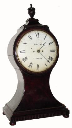 C.1810, H. Payne, London, 8-day time/strike mahogany balloon clock, with ten inch convex dial. — Antique Clocks Price Guide