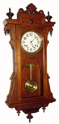 C.1900, E. Ingraham Clock Co., "Bartholdi", 8-day time/strike wall clock. — Antique Clocks Price Guide