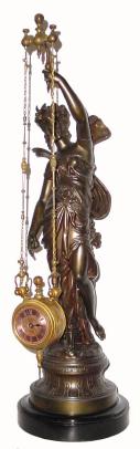C.1890, French, Uncommon Mystery Clock, the clock and movement suspended from two chains, the clock oscillating back and forth. — Antique Clocks Price Guide