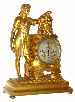 C.1800, Austrian, Syrea Hambro (signed on rear plate of movement), David and Goliath moving eye clock, grand sonnerie with calendar, gilt wood case. — Antique Clocks Price Guide