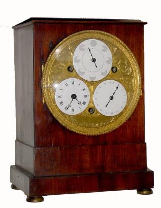 C.1825, Swiss, Bachelard Terrond de Alliez, Calendar w/ phases of the moon grand sonnerie silk thread suspension PINWHEEL mantel clock, 8-day. — Antique Clocks Price Guide