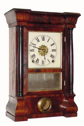 C.1875, Seth Thomas Clock Co., mini column clock, 8-day time/strike/alarm. — Antique Clocks Price Guide