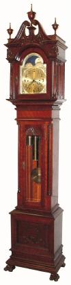 C.1910, Seth Thomas "Hall Clock No. 22-74" quarter chime, Westminster on cup bells, with rolling moon phases, in oak. — Antique Clocks Price Guide