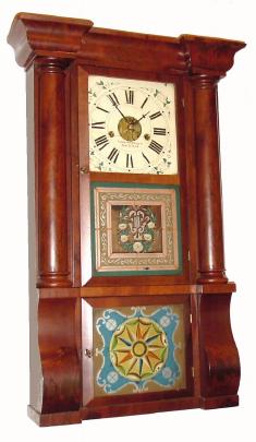 C.1848, J. C. Brown, Forestville, Column and Cornice shelf clock, 8-day, 2-wt, time and strike. — Antique Clocks Price Guide