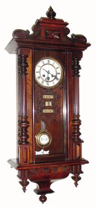 C.1890, German, Alt Deutsch style case R/A pendulum for the French market, 8-day time/strike calendar wall regulator. — Antique Clocks Price Guide