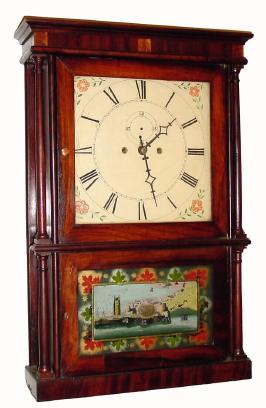 C.1820, Salem Bridge Empire shelf clock, probably by Heman Clark (no label) 8-day, 2-weight. — Antique Clocks Price Guide
