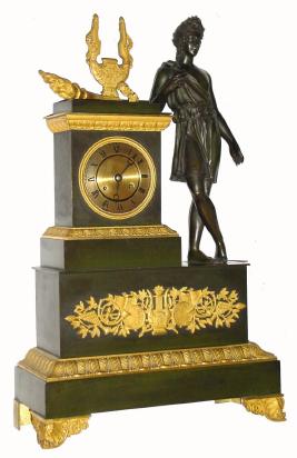 C.1825, French, Bronze Figural Clock VICTORY, with silk thread bell strike movement. — Antique Clocks Price Guide