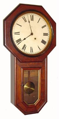 C.1900, Seth Thomas GLOBE, long drop, octagon school clock in oak, 8-day time only. — Antique Clocks Price Guide