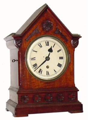 C.1890, English, Fusee, Gothic form mantel clock, 8-day, time. — Antique Clocks Price Guide
