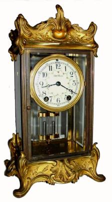 C.1910, Seth Thomas Clock Co., Thomaston, Conn, 4-glass crystal regulator, EMPIRE No.11. — Antique Clocks Price Guide