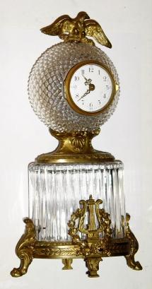 C.1880, French, Glass Crystal and Bronze mantel clock, with a small platform lever movement, 8-day. — Antique Clocks Price Guide