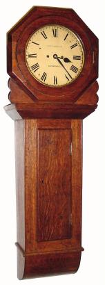 C.1850, Edw. Lashley, Clerkenwell [London], 2-fusee drop octagon wall clock, oak case with removable hood. — Antique Clocks Price Guide