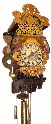 C.1810, Dutch Stoelklok, 30 hour wall clock, with alarm and weights. — Antique Clocks Price Guide