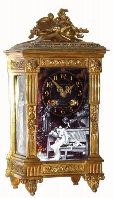 C.1890, French, Vincenti, Ladies Enamel over copper desk clock, brass architectural case, 8-day gong strike. — Antique Clocks Price Guide