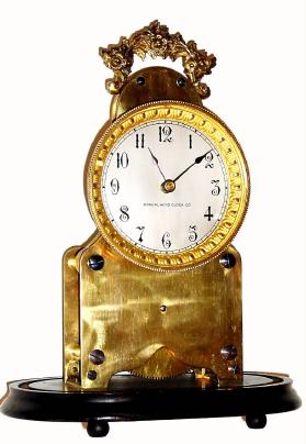 C.1890, American, Annual Wind Clock Co., skeleton clock, less dome. — Antique Clocks Price Guide