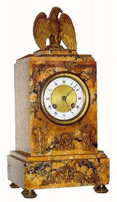 C.1860 French, Empire style marble mantel clock, surmounted by a gilt federal eagle. — Antique Clocks Price Guide