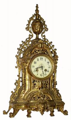 C.1900, French, 8-day time/strike cast metal mantel clock. — Antique Clocks Price Guide