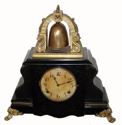 C.1915, William L. Gilbert Clock Co., "Curfew", 8-day time/strike mantel clock. — Antique Clocks Price Guide