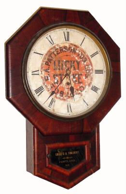 TH-44 C.1910, New Haven Clock Co., 8-day Lucky Strike advertising wall timepiece. — Antique Clocks Price Guide