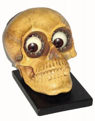 C.1920, German, SKULL, Rotating Eye Clock, molded composition material — Antique Clocks Price Guide