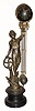 Mixed lot from same era: C.1890, American Ansonia ball swing clock, now on a French, spelter statue, with support soldered into left hand.