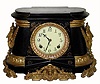 C.1904, Ansonia Clock Co., "Pompeii", 8-day time/strike enameled Iron case mantel clock. 
