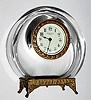 C.1910, New Haven Clock Co., small crystal clock in a nicely molded round glass case, 30 hour. 