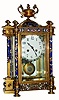 C.2000, From China, a complex brass and glass case, with profuse enamel work on 6 upright columns, with an Old French movement and pendulum, C.1900. 