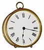 C.1900, French, round brass, 8-day bedroom or table timepiece. 