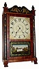 C.1830, Jeromes and Darrow, 30-hour time/strike wooden movement shelf clock, short transitional case. 