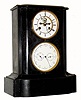 C.1890, French, Japy, double dial black marble calendar clock, 8-day time/strike. 