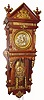 C.1904, Ansonia ANTIQUE HANGING in oak, 8-day 2-weight wall clock with antique brass trimmings. 