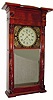C.1830, Asa Munger, Auburn, NY, 8-day time/strike "Flat-top or Ironing Board Top" carved column and cornice wall or shelf timepiece. 