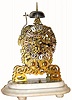 C.1870, English, 2-Fusee Skeleton Clock, less dome, with unusual 2-bell quarter strike, fretted dial and fancy cocks. 