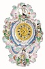 C.1890, French, Porcelain China wall clock, with 8-day bell strike movement with silk thread suspension.