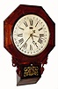 C.1870, Ansonia Brass and Copper Co., chisel bottom mahogany with rosewood banding, school clock with Terry patent calendar. 