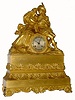 C.1830, French Ormolu Figural clock, depicting two 18th century lovers, the unsigned silk susp movement with countwheel striking on a bell, and with old pendulum. 