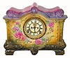 C.1914, Ansonia LA PALMA, Royal Bonn, porcelain china clock with open escapement. 