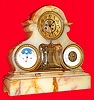 C.1890, French, Marti and Cie, Perpetual calendar and barometer marble mantel clock, open escapement, 8-day. 