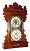 C.1894, Charles W. Feishtinger, Fritztown, PA, double dial kitchen calendar clock in walnut, 8-day time and strike. 