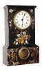 C.1850, Terry and Andrews, 8-day time/strike, decorated iron case shelf clock. 