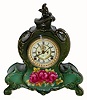 C.1904, Ansonia Clock Co., Royal Bonn, "La Vendee", porcelain mantel clock with open escapement dial. 