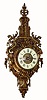 C.1880, French, Japy, Cast bronze cartel clock, 8-day time and strike, with multi color dial with red decorations between the numerals. 
