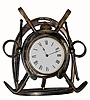 C.1900, French, 8-day novelty timepiece, silver-plated case with a polo motifs made for the English market. 