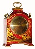 C.1910, French for the English market, red lacquer Chinoisserie, mantel timepiece. 