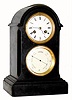 C.1890, French, time-strike-barometer marble mantel clock, 8-day. 