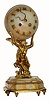 C.1890, French, Vincenti and Cie, figural mantel clock, "Lady and Porpoise Holding Globe". 