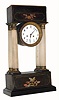 C.1825, Austrian, 4-pillar Empire style alabaster and wood mantel clock, 30-hour time/strike, as-is. 